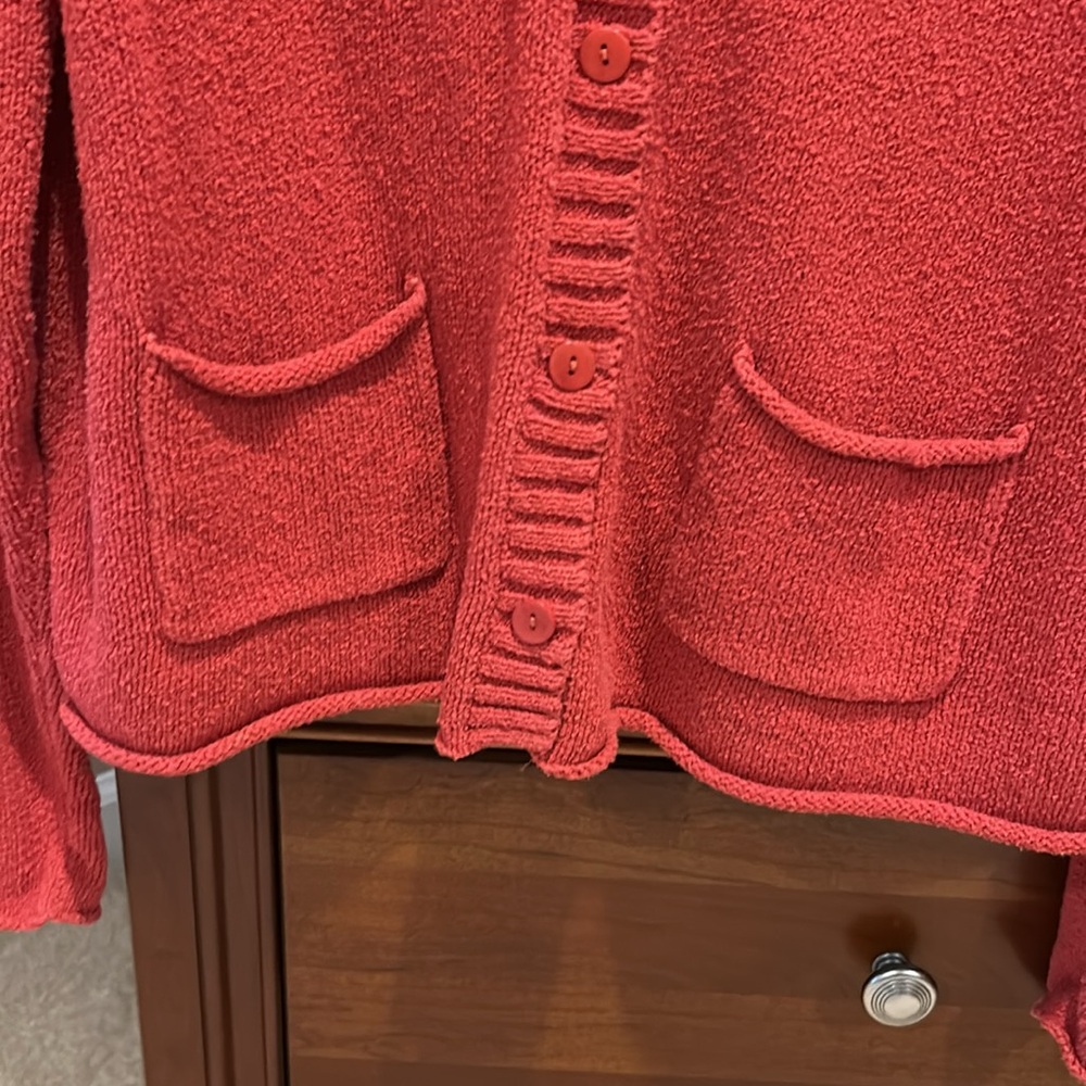 Eileen Fisher button down sweater w/collar, dark orange, size large,great 4 fall - Picture 4 of 9